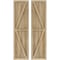 Ekena Millwork Americraft 4-Board Wood 2 Equal Panel Frmd Board-n-Batten Shutters w/Dbl Z-Bar, ARW102BF414X46UNH, PR ARW102BF414X46UNH - alternate 1